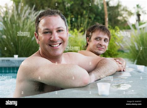 two guys in a hot tub